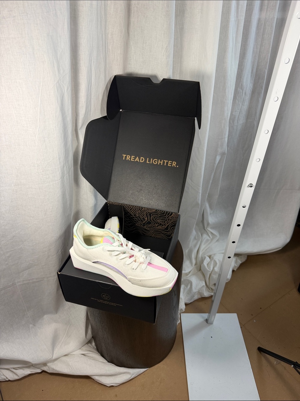 allbirds Women’s White Sneakers with Pastel Pink, Purple, and Mint Accents